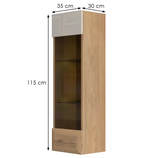 Vitrína Gala VK35-1KS/GL pacific walnut/beige,2