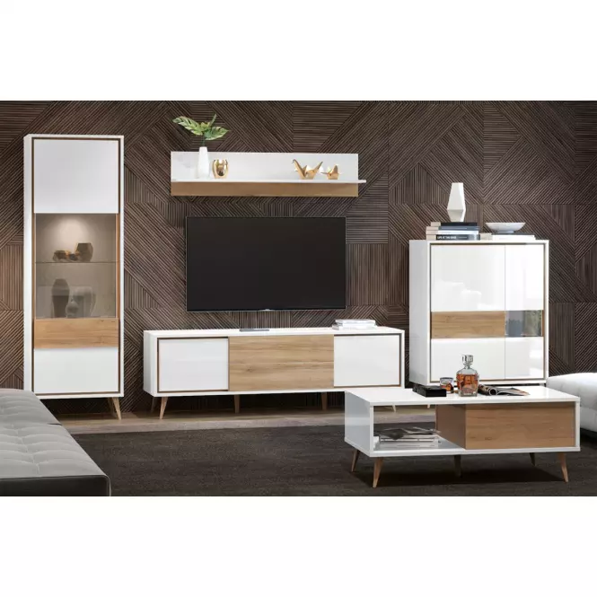 Vitrína Vida V1S pacific walnut/crystal white,5