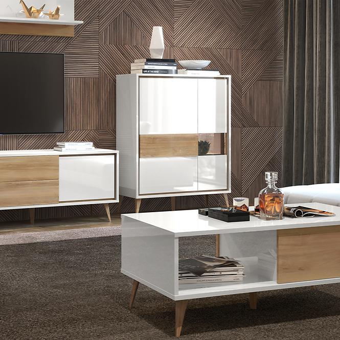 Vitrína Vida K2S pacific walnut/crystal white,4