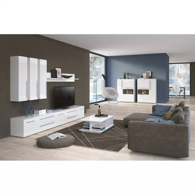 Vitrína Piano V90-2KSV/PN-70/KA/70 crystal white