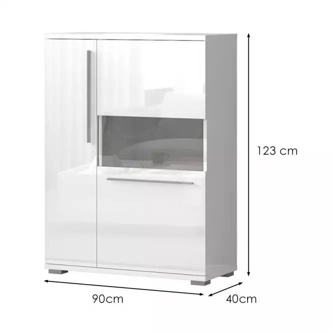 Vitrína Piano V90-2KS/PN-70/KA/70 crystal white,2