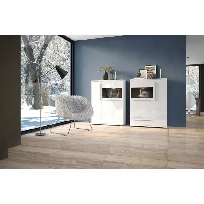 Vitrína Piano V90-2KS/PN-70/KA/70 crystal white,4