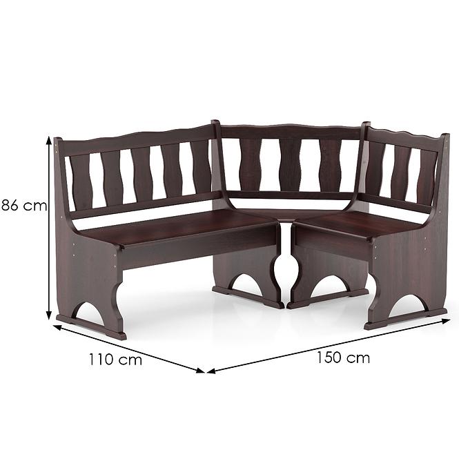 Rohová lavice borovice NR101-150x86x110 ořech,4
