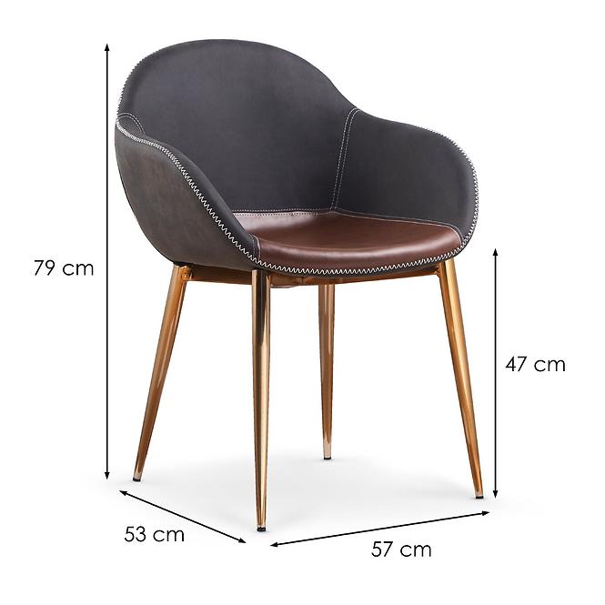 Židle K304 ekokůže/chrom tmavě šedá/hnědá