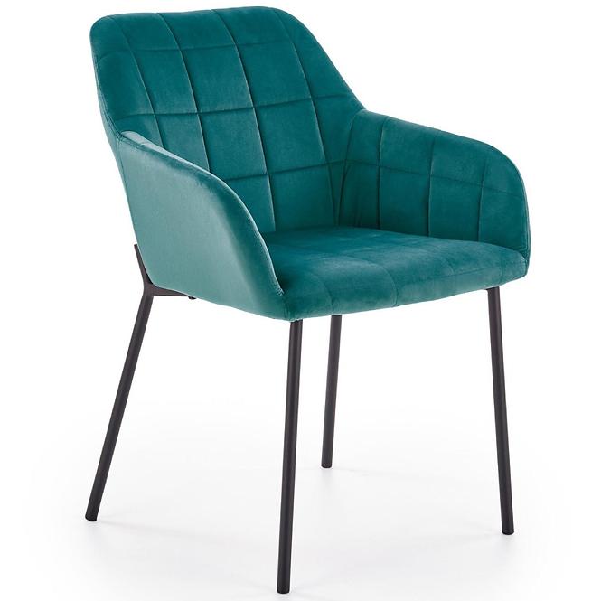Židle K305 látka velvet/kov tmavě zelená