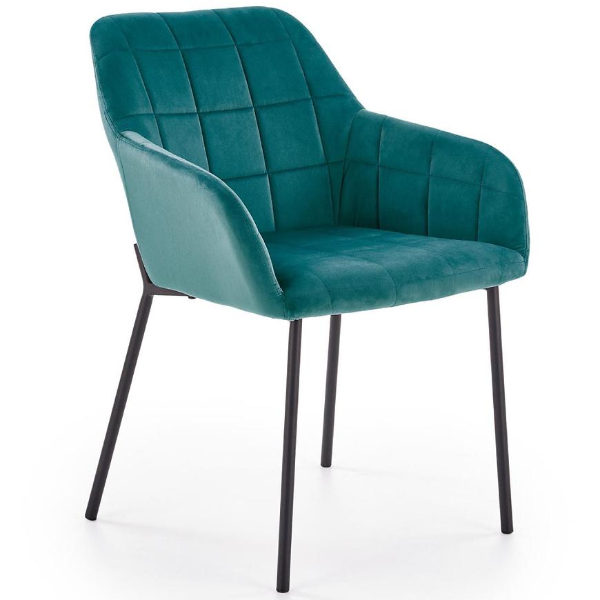 Levně Židle K305 látka velvet/kov tmavě zelená