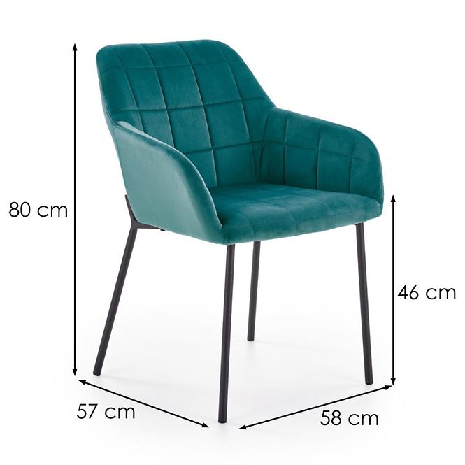 Židle K305 látka velvet/kov tmavě zelená