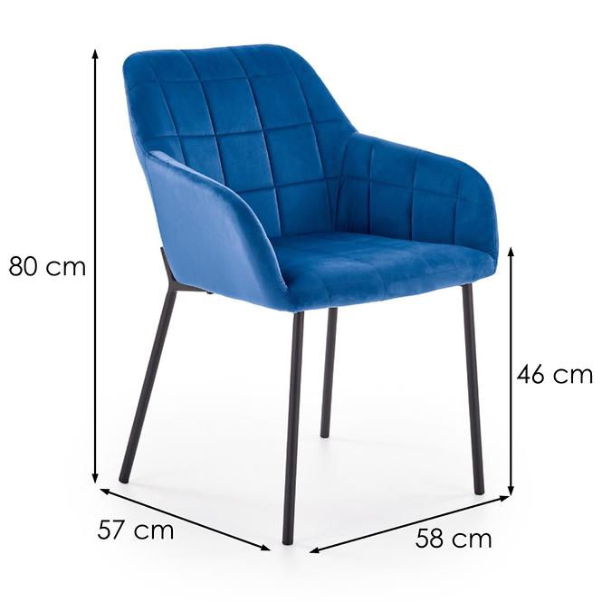 Židle K305 látka velvet/kov tmavě modrá