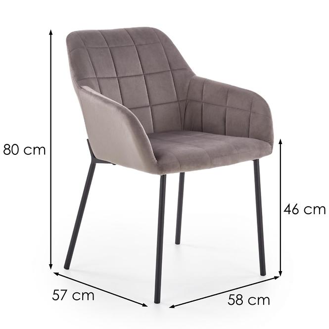 Židle K305 látka velvet/kov popelavě šedá