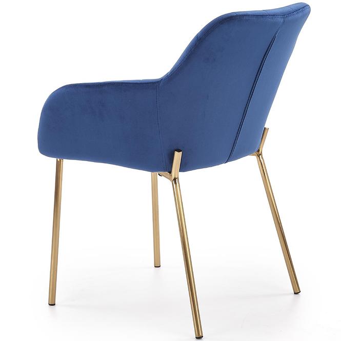 Židle K306 látka velvet/chrom tmavě modrá/zlatá