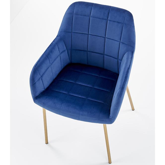 Židle K306 látka velvet/chrom tmavě modrá/zlatá
