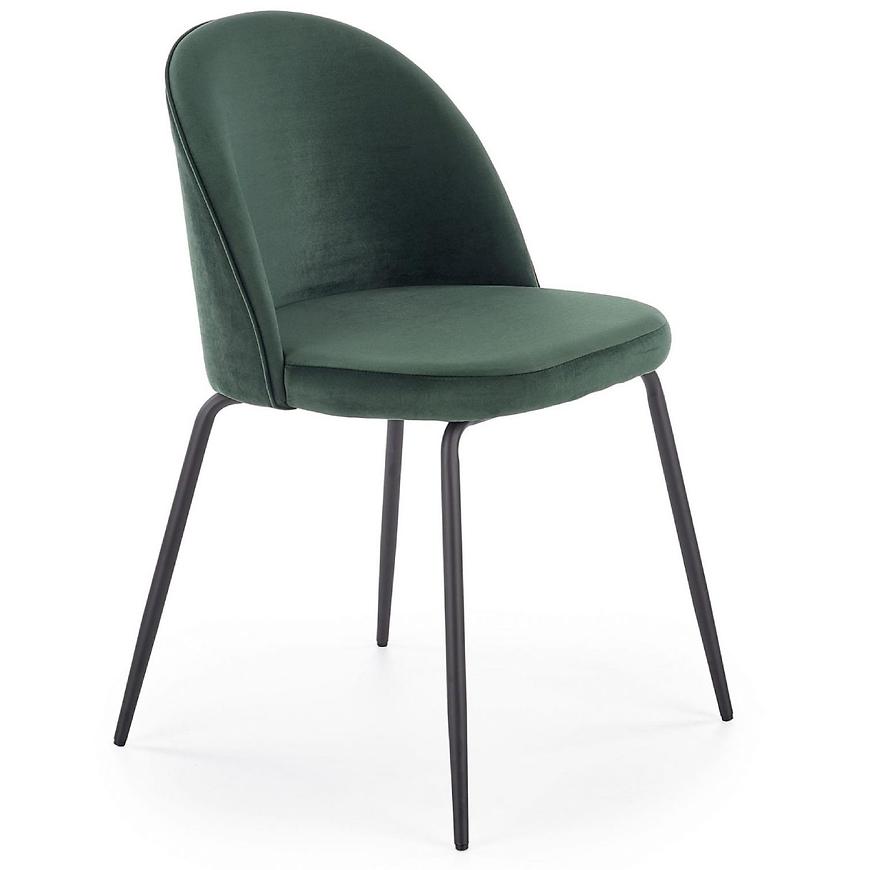 Levně Židle K314 látka velvet/kov tmavě zelená