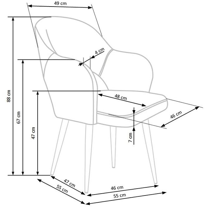 Židle K364 látka velvet/kov popelavě šedá