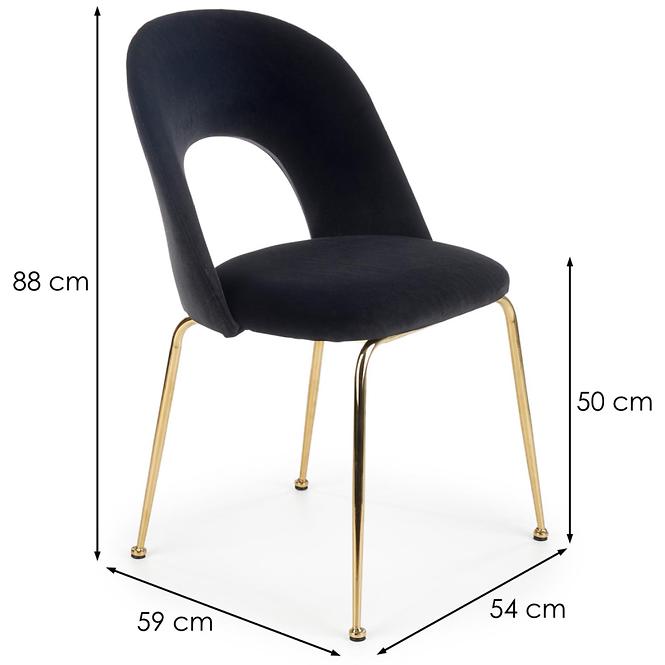 Židle K385 látka velvet/chrom černá/zlatá