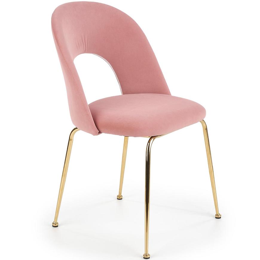 Židle K385 látka velvet/chrom růžová/zlatá