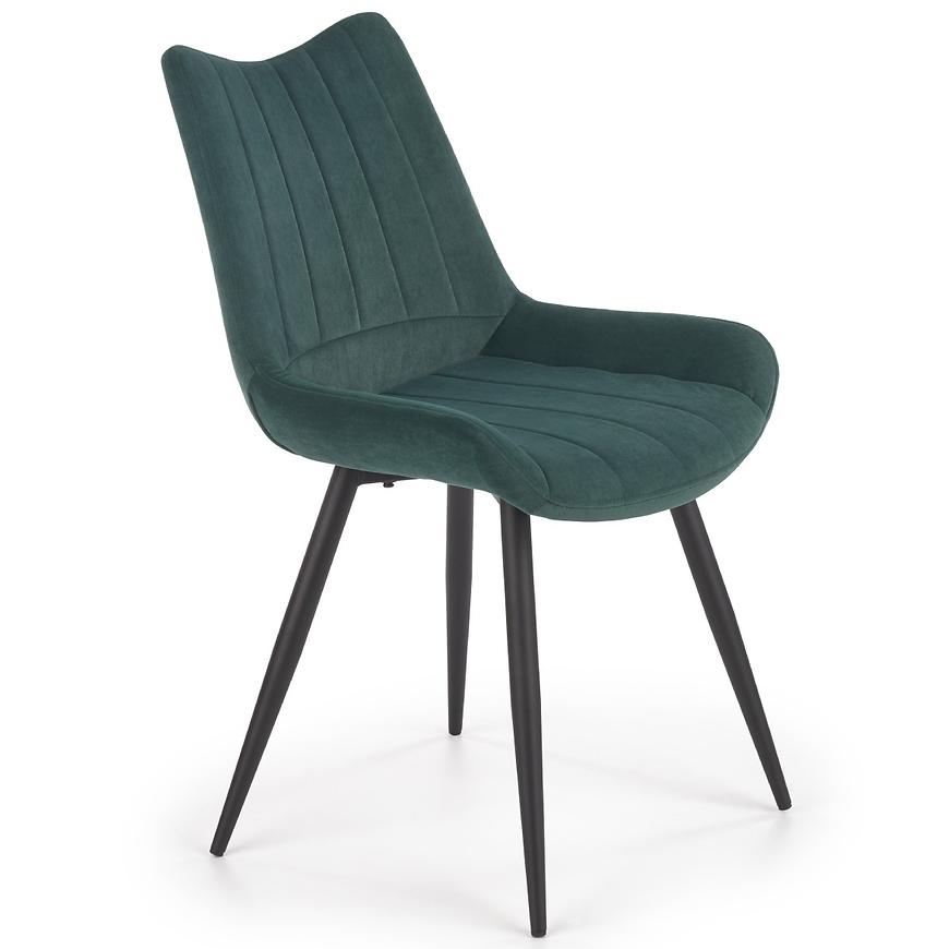 Židle K388 látka velvet/kov tmavě zelená