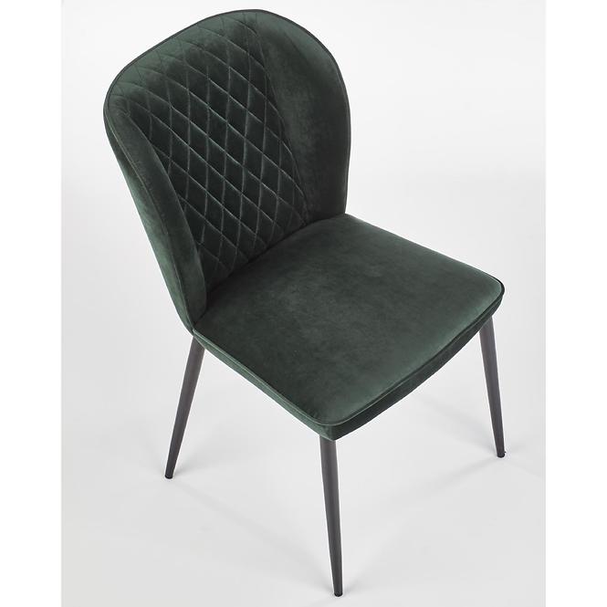 Židle K399 látka velvet/kov tmavě zelená