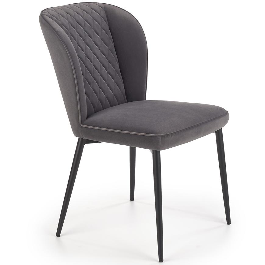 Židle K399 látka velvet/kov popelavě šedá