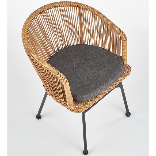 Židle K400 ratan/kov/tkanina natural/popelavě šedá