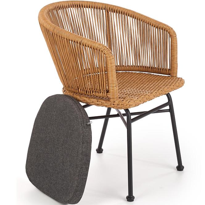 Židle K400 ratan/kov/tkanina natural/popelavě šedá