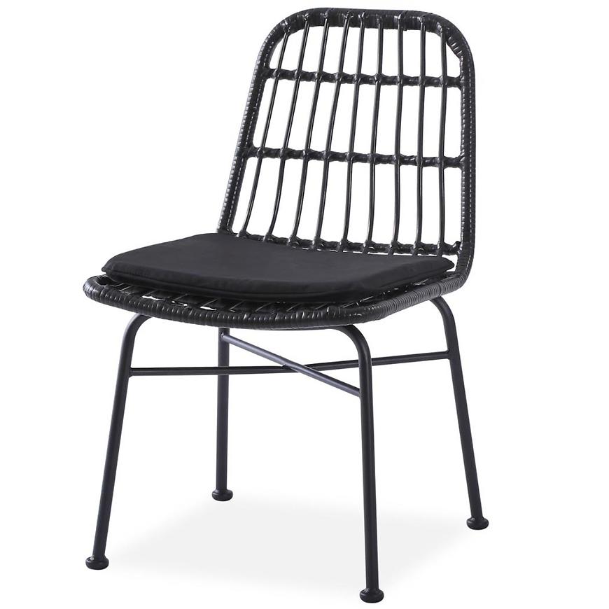 Židle K401 ratan/tkanina/kov černá/popelavě šedá