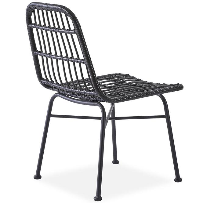 Židle K401 ratan/tkanina/kov černá/popelavě šedá