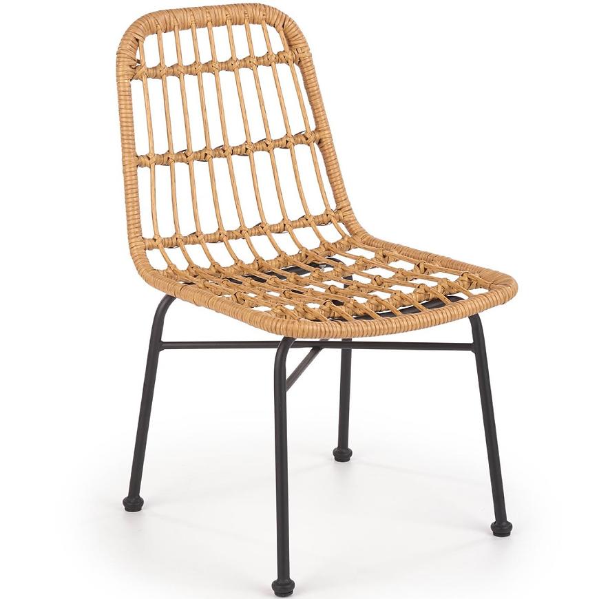 Židle K401 ratan/tkanina/kov natural/černá