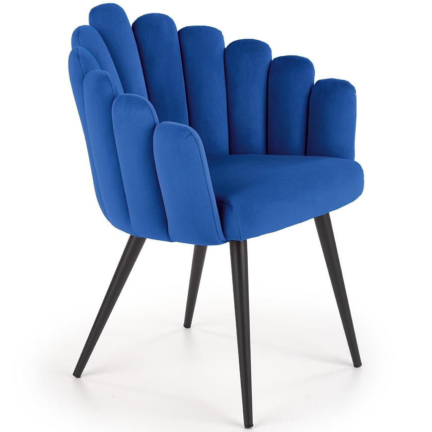 Židle K410 látka velvet/kov tmavě modráowy