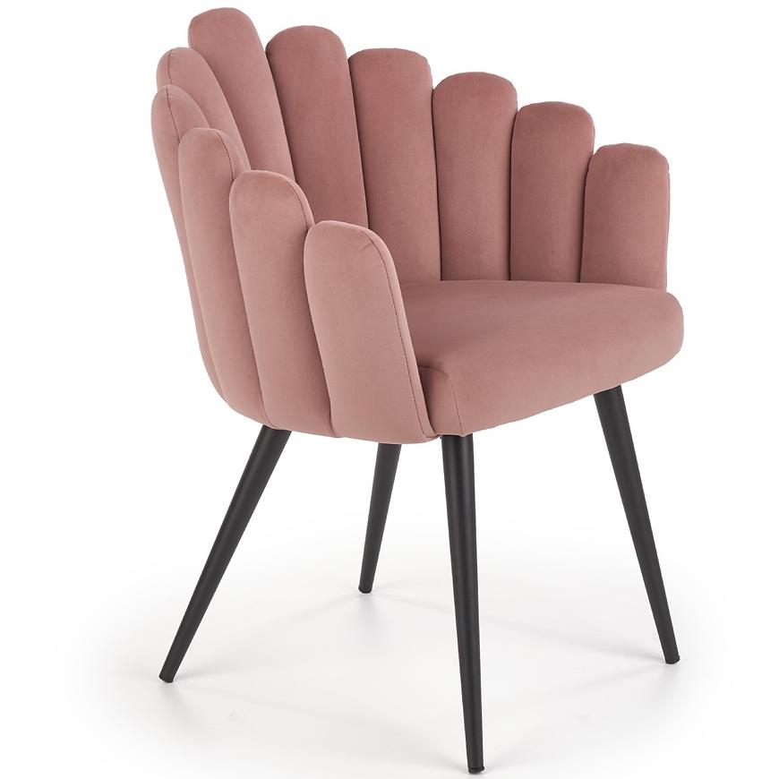 Levně Židle K410 látka velvet/kov růžová