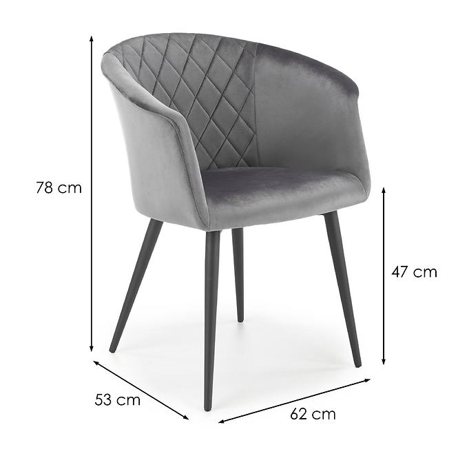 Židle K421 látka velvet/kov popelavě šedá
