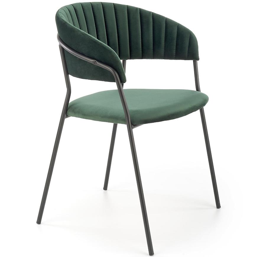 Židle K426 látka velvet/kov tmavě zelená