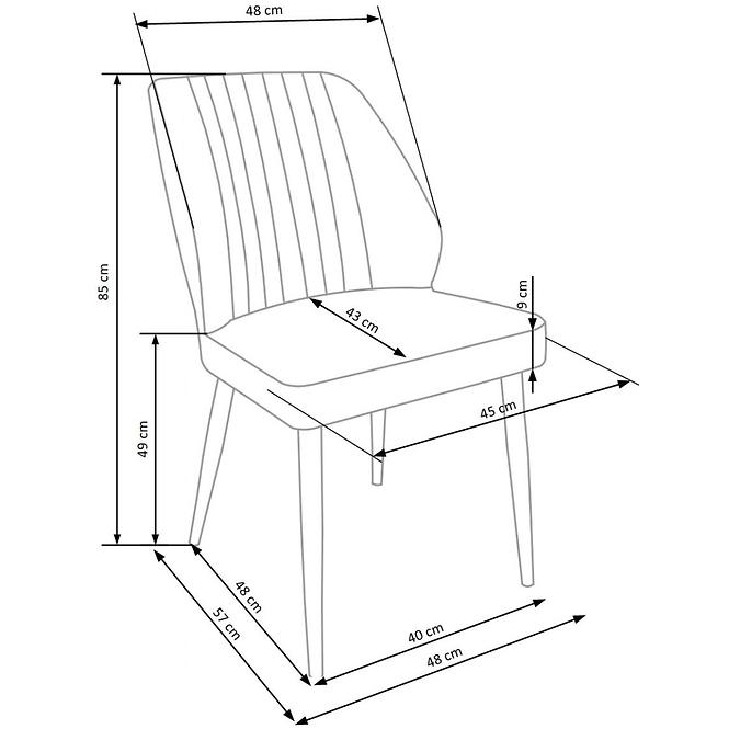Židle K432 látka velvet/kov popelavě šedá