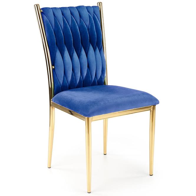 Židle K436 látka velvet/chrom tmavě modrá/zlatá