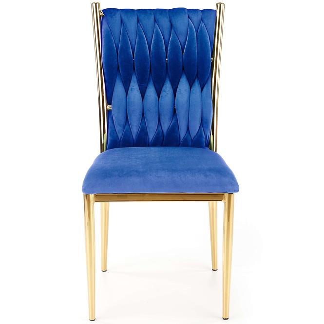 Židle K436 látka velvet/chrom tmavě modrá/zlatá