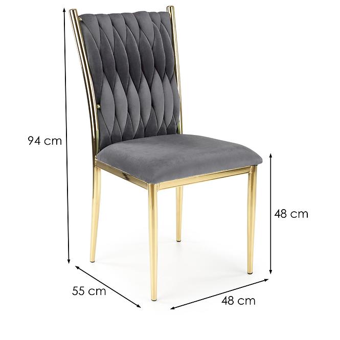 Židle K436 látka velvet/chrom popelavě šedá/zlatá
