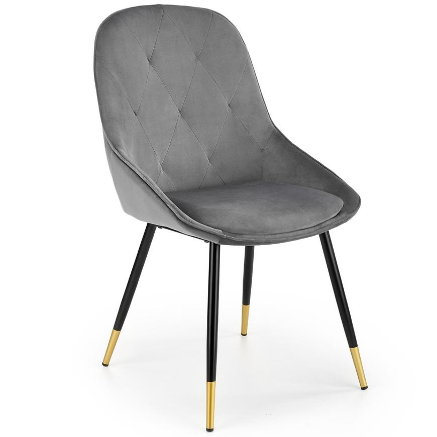 Židle K437 látka velvet/kov popelavě šedá