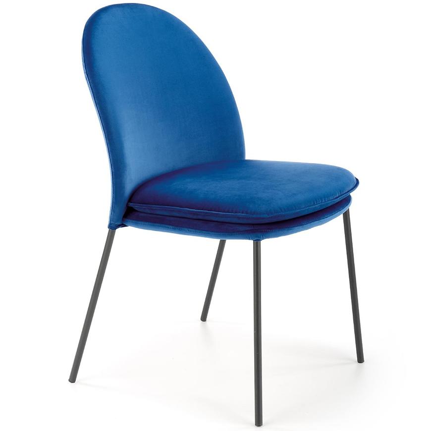 Židle K443 látka velvet/kov tmavě modrá