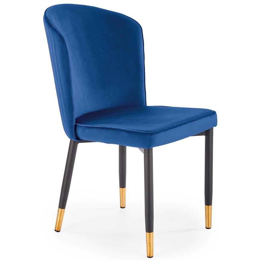 Židle K446 látka velvet/kov tmavě modrá