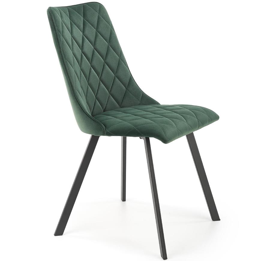 Židle K450 látka velvet/kov tmavě zelená