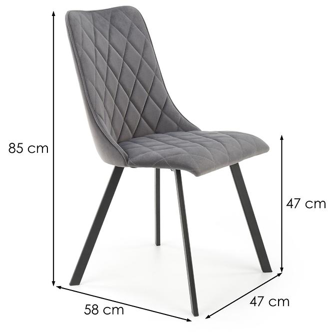 Židle K450 látka velvet/kov popelavě šedá
