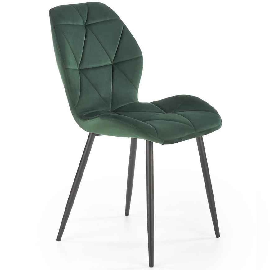 Židle K453 látka velvet/kov tmavě zelená