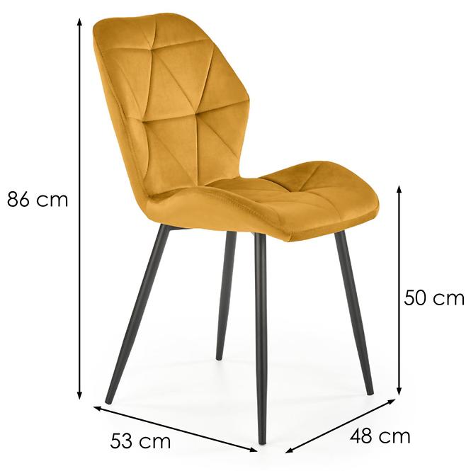 Židle K453 látka velvet/kov hořčice