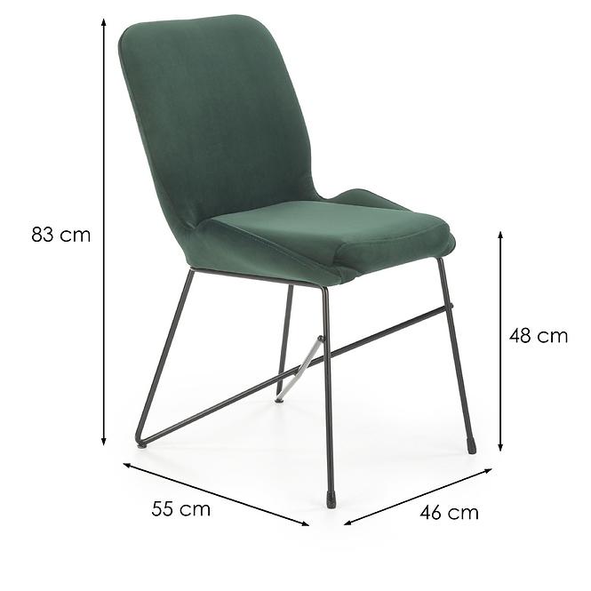 Židle K454 látka velvet/kov tmavě zelená