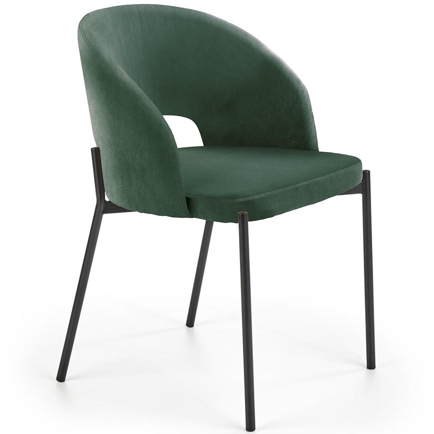 Židle K455 látka velvet/kov tmavě zelená