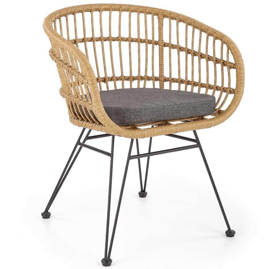 Židle K456 ratan/tkanina/kov natural/popelavě šedá