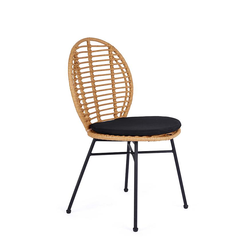Židle K472 tkanina/ratan/kov natural/černá