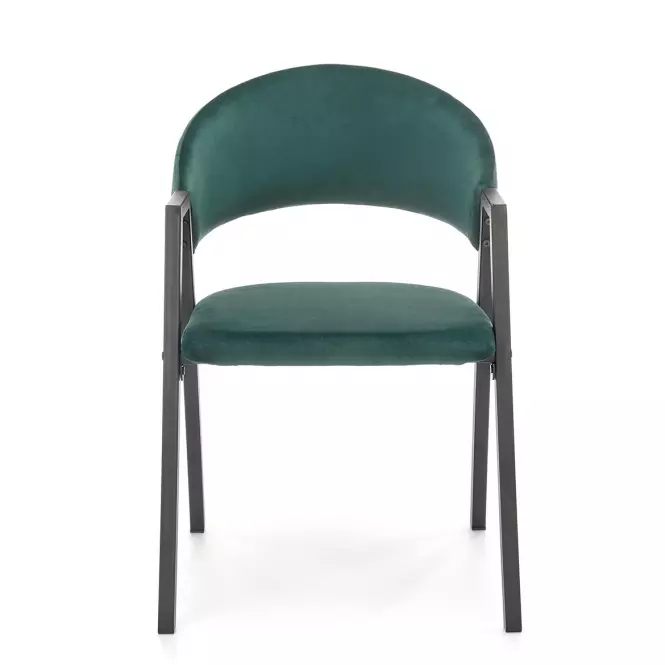 Židle K473 látka velvet/kov tmavě zelená