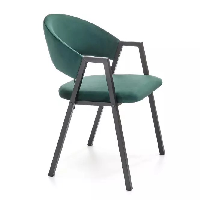 Židle K473 látka velvet/kov tmavě zelená