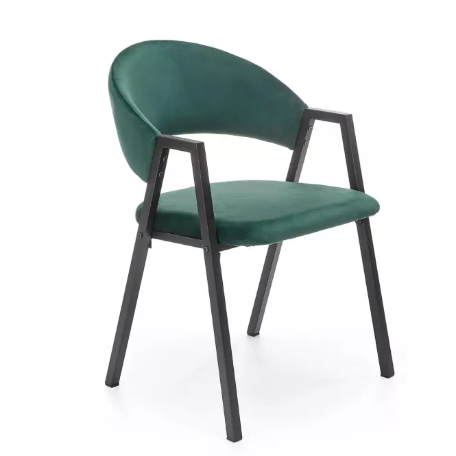 Židle K473 látka velvet/kov tmavě zelená