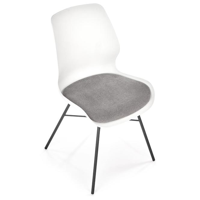 Židle K488 tkanina/Poliprop./kov bílý/popelavě šedá